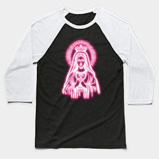 Pink Neon Virgin Mary Baseball T-Shirt